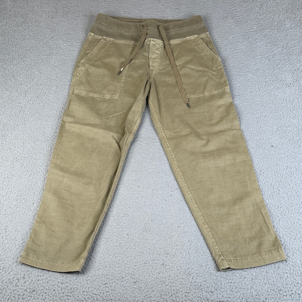 James Perse Pant Women 1 Small Green Utility Drawstring Slub Knit Elastic Waist